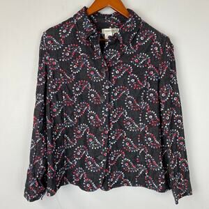 Coldwater Creek Paisley Embroidered Denim Shacket Jacket Size PL Petite Large